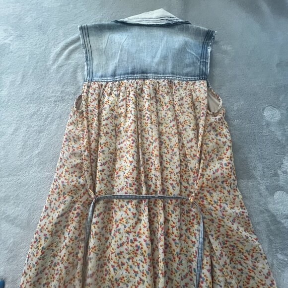 Denim & Floral Sleeveless Midi Summer Dress - Picture 4 of 11